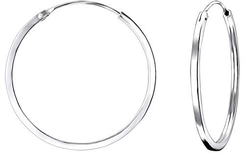 Monkimau Damen Ohrringe Creolen aus 925 Sterling Silver echt Silber mit Durchmesser 30mm