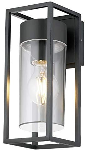 Long Life Lamp Company Outdoor Exterior Modern Garden Wall Light Lantern Clear Diffuser LED Compatible Includes 4w Bulb ZLC079K