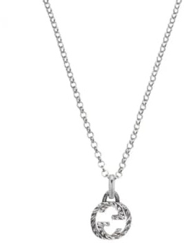 Gucci Interlocking GG Halskette für Damen in Sterling Silber, Karabinerverschluss, Länge 45 cm verlängerbar bis zu 50 cm, YBB45553500100U