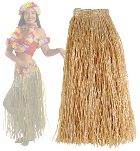 Hularock, Natur, mit Gummizug, Länge ca. 54 cm, Mottoparty, Karneval, Strand, Beachparty, Sommer, Party, Hawairock, Bastrock