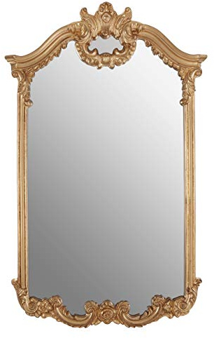 Premier Housewares Rectangular Wall Mirror/Classic Mirrors For Bathroom/Bedroom/Garden Walls Fancy Wall Mounted Mirrors For Hallway With Metallic Gold Decorative Frame Finish W82 X D6 X H129cm.