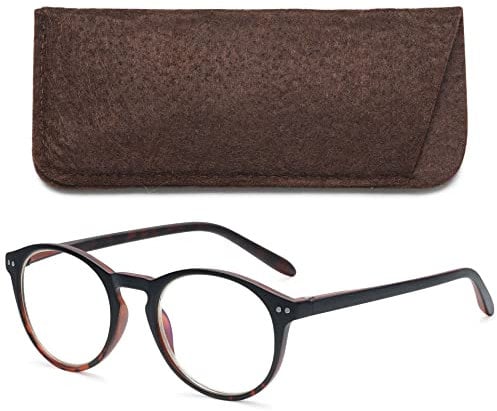 VEVESMUNDO Anti Blaulicht Lesebrillen Computer Damen Herren Federscharnier Klar Groß Runde Retro Vintage Vollrandbrille Lesehilfe Sehhilfe Blaulichtfilter Brille (Braun, 2.0)