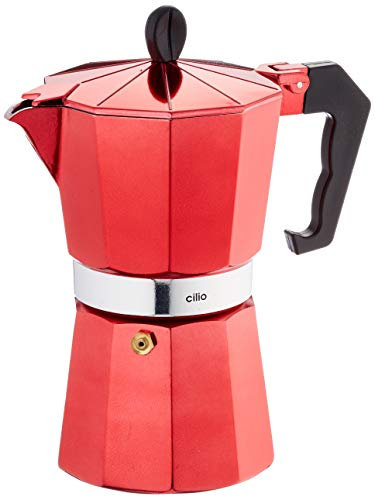 Espressokocher Classico metallic rot, 6 Tassen