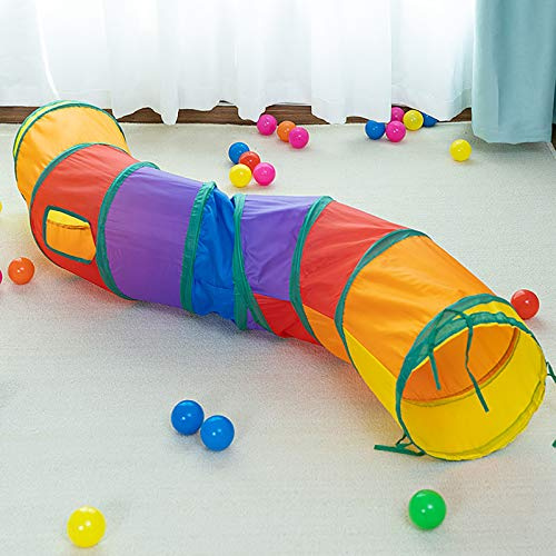 iCAGY Cat Tunnel for Indoor Cats Interactive, Rabbit Tunnel Toys, Pet Toys Play Tunnels for Cats Kittens Rabbits Puppies Crinkle Pop Up Rainbow 47 Shape S
