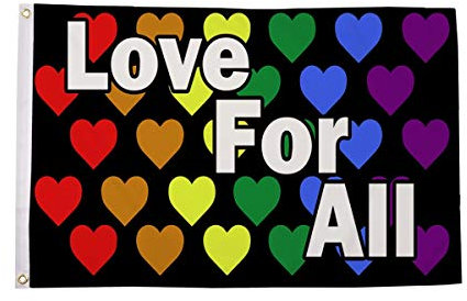 AZ FLAG - Flagge Regenbogen Liebe für alle - 90x60 cm - Love for All Fahne 100% Polyester mit Messing-Ösen - UV-beständig - Vives Farben - 50g