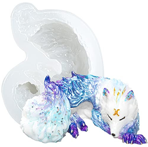 musykrafties einschlafender Wolf Silikonform Tier Gießform für Epoxidharz Kunsthandwerk Seifen 7x8x4cm