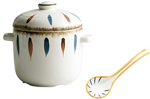 Cutfouwe Zwiebel-Suppenschüssel Mit Griff Und Löffel/Japanischer Stil Suppenterrine (Mit Innendeckel) Schalen Füllmenge: 500 Ml,Keramikschüssel,1,500ml