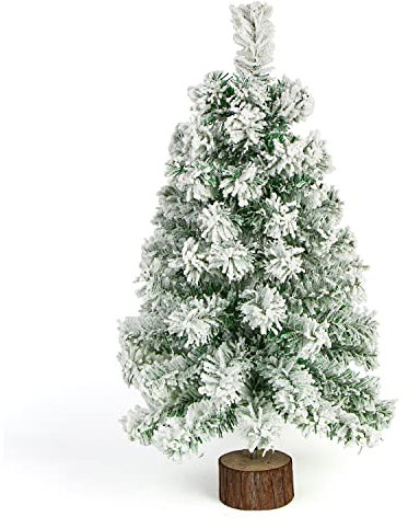 VEYLIN 2FT Christmas Tree Snowy Covered Small Tabletop Xmas Tree For Home Office Decoration