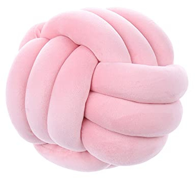 NatureMan Soft Knot Ball Pillows Round,Children RoomDecorative Throw Pillows,Handmade Knot Pillow Ball,for Couch/Bed (10.6inch, Pink)