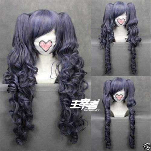 Xinduolei Schwarzer Butler Kuroshitsuji Ciel Phantomhive Perücke Blau grau Mix Synthetic Hair Cosplay Perücken mit abnehmbarem Pferdeschwänzen + Perückenkappe