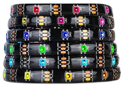 SEZO WS2812B ECO LED Streifen 5M 150LEDs DC5V Einzeln Adressierbaren Individuell SMD5050 150 Pixel Traumfarbe Programmierbar LED Lichtband Strip Flexible IP65 Wasserdichte Schwarz PCB(WS2812E)