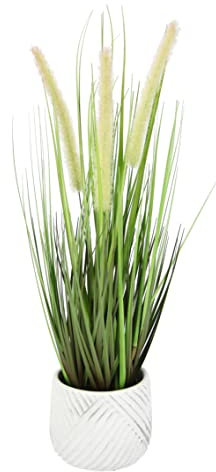 Künstliches Fuchsschwanzgras mit Übertopf Gras Kunstpflanze Kunstgras Ziergras Grünpflanzen Dekogras Grasbüschel Ziergras Solitärgras Deko Borstenhirse Süßgräser Federborstengras Lampenputzergras