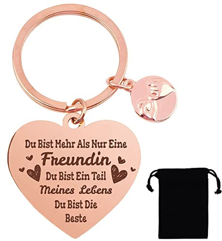 Beste Freundin Geschenke, Herz Schlüsselanhänger mit Gravur Geschenkideen für Freundinnen zum Geburtstag Weihnachten, Freundschaft Geschenke Abschiedsgeschenk Geburtstagsgeschenk für Frauen Freund