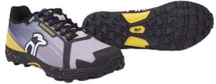 Kookaburra Stinger Shoe, Scarpe da Hockey su Prato Unisex-Adulto, Grigio e Giallo, 10 UK