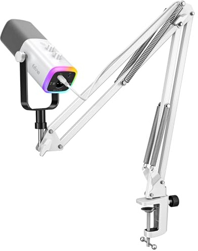 FIFINE Kit microfono da gioco XLR/USB, set di microfoni dinamici in streaming per PC/PS5, microfono per computer per registrazione vocale podcast vocale, con jack per cuffie, manopola di guadagno