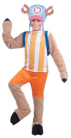 My Other Me - Chopper One Piece Child's Costume, Size 10-12 Years, Includes Hat with Horns, Backpack, Orange and White T-Shirt and Orange Shorts and Hoof Boot Covers, with Comfortable Fabric