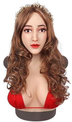 ALKANI Maschera realistica femminile in silicone, adatta per travestimenti e Halloween, color Tan