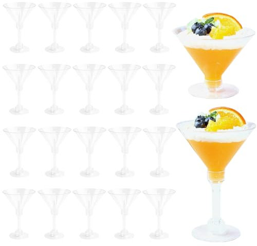 Fadcaer Lot de 20 verres à martini réutilisables à tige réglable pour mariage, anniversaire, jardin, Noël, pique-nique (transparent)
