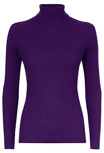 VEARZ® Womens Turtle HIGH Neck Jumper ! Ladies Long Sleeves Polo ROLL Neck Tops Ribbed Stretchy Pull Over Sweater Plus Size Purple