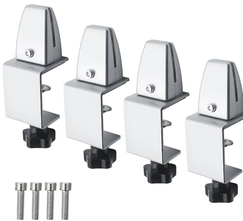 TOOSOAR 4 Stück Schreibtisch-Trennwandklemme,verstellbare Aluminium-Tischteilerklemmen für spuckschutz, Aluminiumlegierung lackierte Oberflächen(Silber)