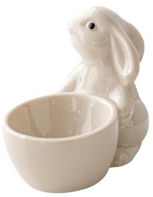 Fenteer Huevera de Cerámica para Huevos Pasados por Agua, Utensilios de Cocina, Exhibición, Centro de Mesa de Cena, Soporte para Huevos de de Pascua, Blanco, Individual