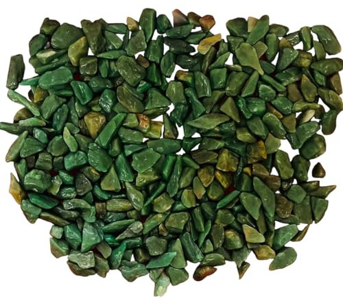 Indian Consigners Natural Crushed Polished Tumbled Gem Stone Chips, Decoration & Healing Crystals (Green Jade)