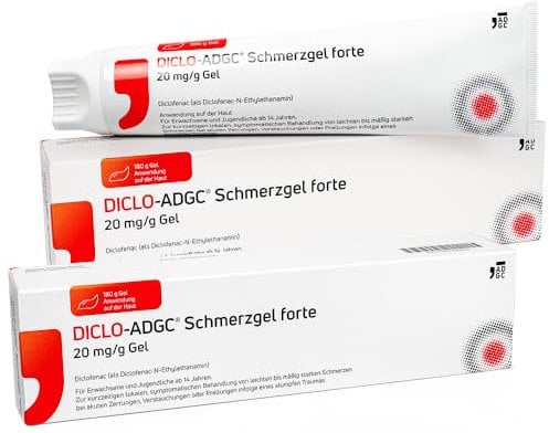 DICLO-ADGC® Schmerzgel forte 2x 180g Doppelpack - effektive Schmerzlinderung - Behandlung von leichten bis mäßig starken Schmerzen bei akuten Zerrungen, Verstauchungen oder Prellungen