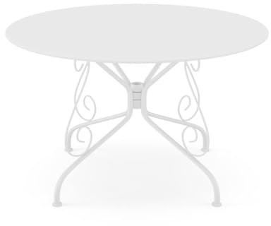 Vente-unique-Gartentisch - D. 120 cm - Metall in Eisenoptik - Weiß - GUERMANTES von MYLIA