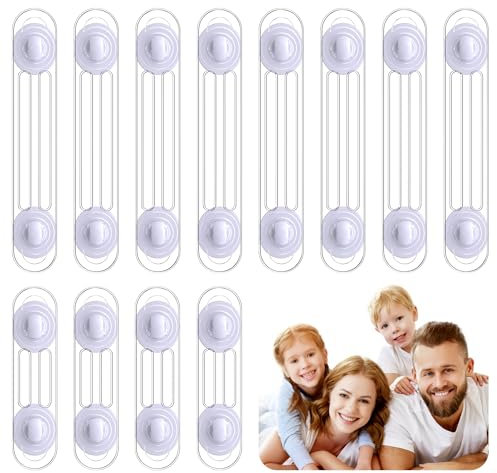 Bloque Porte Bébé, Kimsky 12 Pièces Securite Porte Enfant, Sécurité Enfant, Porte Securite Bebe avec Adhésif, Sans perçage pour Armoire, Tiroirs, Réfrigérateurs – Transparent