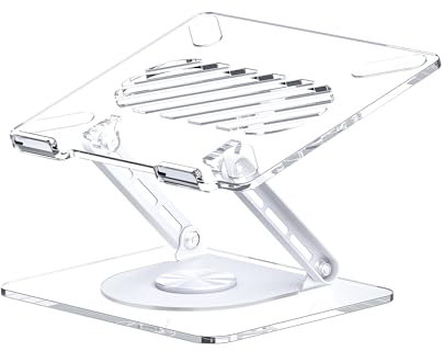 MCHOSE Support en acrylique pour ordinateur portable avec base rotative à 360° - Rehausseur ergonomique pliable pour ordinateur portable compatible avec MacBook Pro/Air Notebook jusqu'à 40,6 cm,