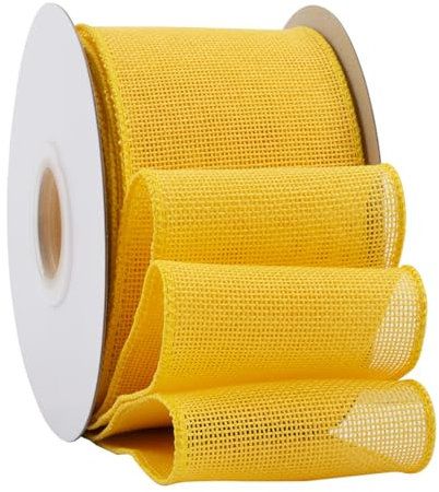 Ribbonitlux Gelbes Juteband mit Draht, 7,6 cm x 20 m, Juteband mit Drahtrand, für Geschenkverpackungen, große Schleife, Kranz und Weihnachtsbaum-Dekoration
