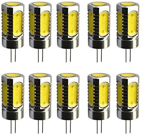 Aoxdi 10 Stück G4 LED Birnen 6W, Kaltweiß, 12V Kein Flackern G4 LED Stiftsockellampe, Energiesparlampe Lampen Nicht Dimmbar, DC12V