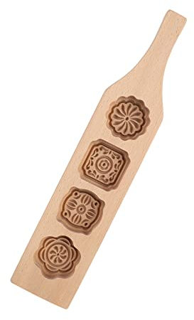 Molde de Madera para Galletas Maamoul, Hecho a Mano, Molde para Pastel de Luna, para Galletas Maamoul, Pastel de Luna (Molde de cuatro piezas de flores número 1)