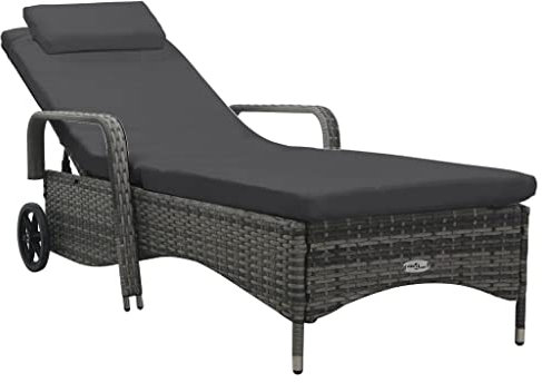 Generisch Outdoor-Loungesessel mit Polyrattan-Rädern Grau