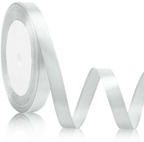 Cinta de Raso Blanca 10mmx22m Para Lazos y Regalos - Rollo de Satén Para Bodas y Ocasiones Especiales