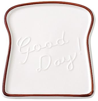 PATKAW Creative Ceramic Toast Shaped Dinner Plate, Porcelain Breakfast Bread Salad Dessert Plate for Kitchen Party Restaurant.