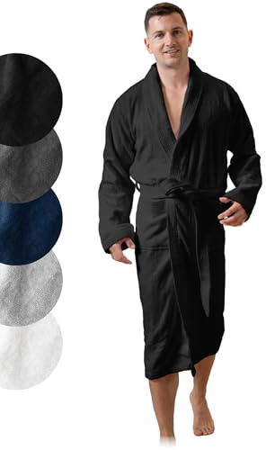 SIEGENTHAL Herren Bademantel 100% Baumwolle Schalkragen | Samtweiches Frottee-Velours mit klassischem Schalkragen – saugfähig, angenehm warm und ideal für Bad, Sauna & Wellness