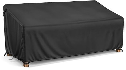 LCGOD Gartenbank Abdeckung, Sitzbankbezüge Wasserdicht 2 Sitzer 600D Heavy Duty Wasserdicht, Winddicht, Anti-UV, Reißfestes Oxford-Gewebe Außensitzbankbezug (147x85x80/55cm)