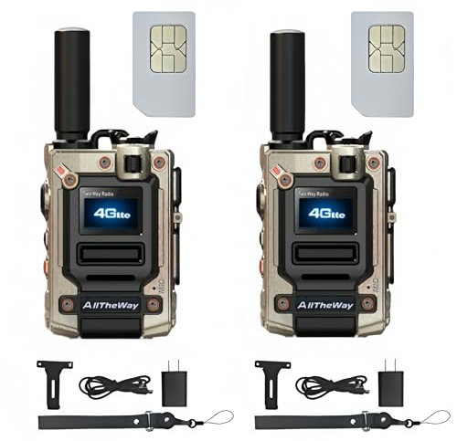 AllTheWay M08 Global Walkie Talkie Unlimited Range 4G POC Rapid Radios 50000KM Long Range Two Way Radio with Earpiece Professional Car, Outdoor, Hiking, Hunting, No Platform fee(with SIM Card)