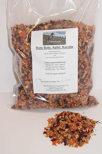Rote Beete, Apfel, Karotte gemischt 1kg, Hund, Nager, Pferd, Pony