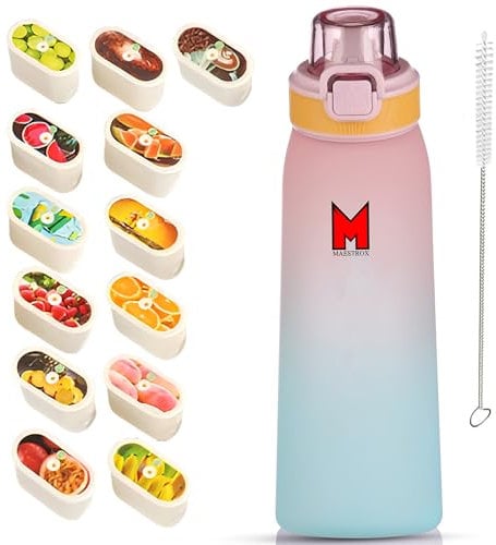 Maestrox Air Water Bottle 700ML with 13 Flavour Pods, Straw, Cleaning Brush Reusable Air Water Bottle BPA Free & Leak Proof Design Portable Tritan Material Zero Sugar For Daily Use