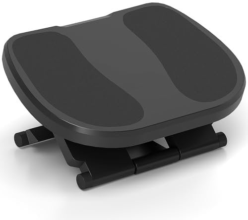 HOMCOM Fußstütze Schreibtisch, 3 Stufig Höhenverstellbar Fußbank, Ergonomische Fußablage, für Homeoffice, Büro, Grau