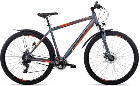 Ciclista Adventure 29 Disc | All-Terrain-Bike | 21-Gang Schaltung | Scheibenbremsen | LED-Lichtanlage | Nabendynamo, Farbe:Grey White orange Black, Rahmengröße:43 cm, Laufradgröße:29 Zoll