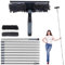 Fensterwischer mit Teleskopstiel, 4m Fensterputzer Set, 2in1 Teleskopstange Fensterreinigung, Fensterwischer mit Verlängerungsstange und Ersatz-Mikrofasertuch für Hohe Fenster Im AußEnbereic (Grau)