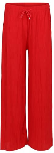 Easy Young Fashion Damen Sommerhose - lockere weich fließende Plisseehose - figurfreundliche Freizeithose - Trendige Marlenehose elegant & Casual 999 - (Rot)
