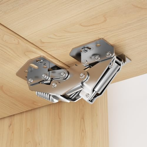 Furniware 2 Pack 90 Degree RV Cabinet Flap Hinges, Heavy Duty Surface Mount, Soft Close Damper, Self Closing, Concealed No Pre-Drilled Hole for Kitchen Cabinets, Camper Van, Cupboard, Wardrobe