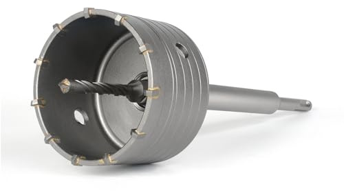 BINOTA 82mm Profi-Betonbohrkrone – SDS-Plus (220mm) – Trockenbohren | Hartmetall-Kernbohrer mit Kreuz-Zentrierbohrer für Trockenbohren in Beton, Ziegel, Mauerwerk, Stein. SDS-Plus-Aufnahme
