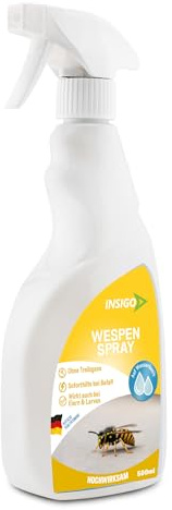 INSIGO Anti Wespen Spray 500ml Sprühflasche - Wespenmittel mit mechanischer Wirkung - Effektive Abwehr für Wespen - Wespen Spray mit Sofortwirkung