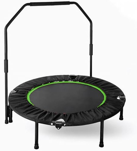 LIFERUN Fitness Trampolin Indoor Ø101cm,Tragfähigkeit 150 kg,Workout Rebounder,mit 3 Verstellbare Handgriffstufen,mini Trampoline für Erwachsene,Grün