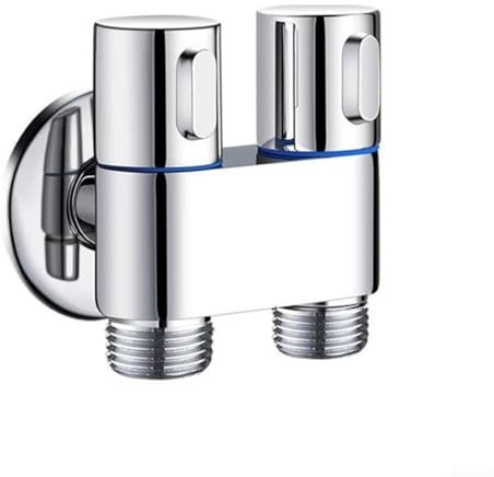HomeVortex Válvula de ángulo de baño Doble salida Montaje en pared Control de agua Conector de tres vías Válvula de entrada de pulverizador de bidé con interfaz G1/2 (plata)